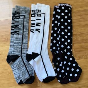Victoria’s Secret PINK boot socks 4 pair NWOT
